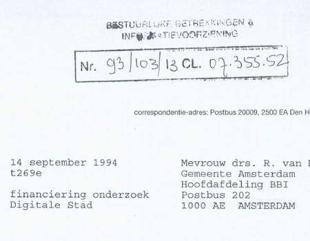 Screenshot Brief van de Voorlichtingsraad aan Mevrouw Drs. R. Van Meerten  dd 14 september 1994