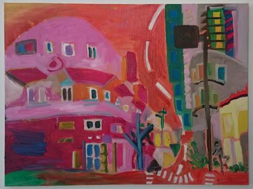 Pink florentine I am in love. 2016. Olieverf op doek, 60 x 80 cm. Courtesy: Ornis A. Gallery